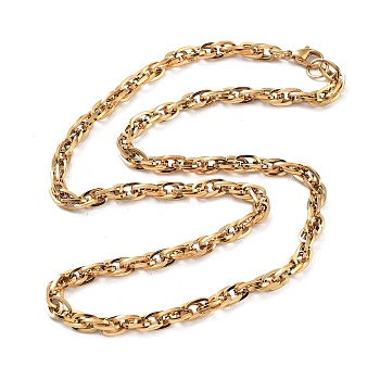 304 Stainless Steel Chain Necklaces, Jewely for Unisex, Oval, Real 18K Gold Plated, 19.88 inch(50.5cm)