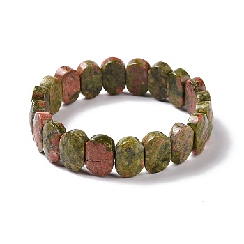 Natural Unakite Oval Beaded Stretch Bracelet, Gemstone Jewelry for Women, Inner Diameter: 2-1/8 inch(5.4~5.5cm)