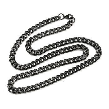 201 Stainless Steel Curb Chain Necklaces, Black, 23.82 inch(60.5cm)