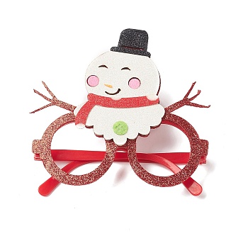 Christmas Plastic & Non-woven Fabric Glitter Glasses Frames, for Christmas Party Costume Decoration Accessories, Snowman, 137x137x25mm