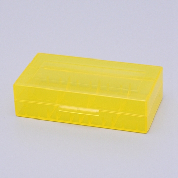 Plastic Battery Storage Box, Rectangle, Yellow, 4.25x7.7x2.1cm, Inner Size: 3.75x7.3cm