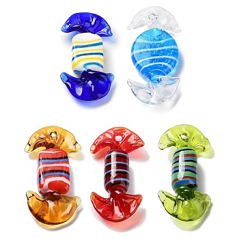 Handmade Lampwork Decoration, Candy, Mixed Color, about 33~37mm wide, 57~59mm long, hole: 2~2.5mm