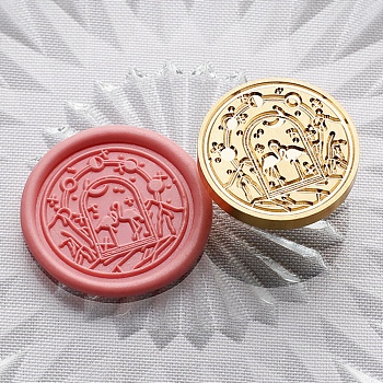 Golden Plated Brass Wax Sealing Stamp Head, for Post Decoration DIY Card Making, Flamingo Shape, 30x14.5mm, Hole: 7mm
