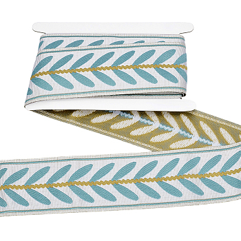 5M Polyester Jacquard Ribbons, for Cushions Decoration, Medium Aquamarine, 2-3/8 inch(60mm)