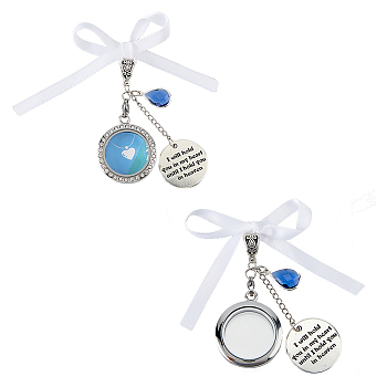 Alloy Pendant with Glass, Wedding Bouquet Locket Charm, Antique Silver & Platinum, 74mm, 2pcs/set