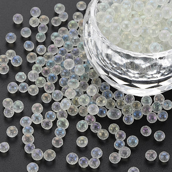 DIY Nail Art Decoration Mini Glass Beads, Tiny Caviar Nail Beads, AB Color Plated, Round, Clear AB, 3.5mm, about 450g/bag