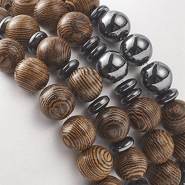 4Pcs 4 Style Natural Wenge Wood & Synthetic Hematite Beaded Stretch Bracelets Set for Women(BJEW-JB09156)-3