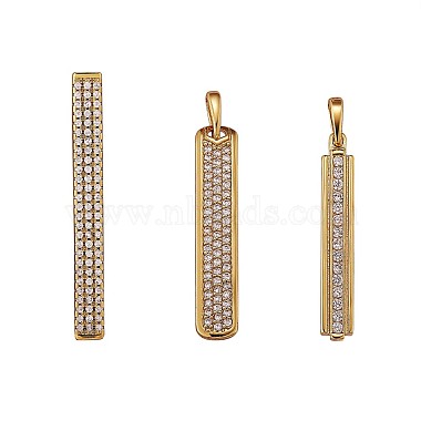 Golden Clear Rectangle Brass+Cubic Zirconia Pendants