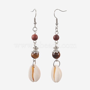 Round Natural Mixed Stone Dangle Earrings(EJEW-JE02911)-2