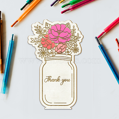 Wood Flower Bouquet Greeting Card(AJEW-WH0441-006)-3