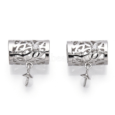 Rhodium Plated 925 Sterling Silver Micro Pave Cubic Zirconia Cup Peg Bails Pendants(STER-T004-70P)-2