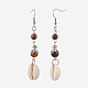 Round Natural Mixed Stone Dangle Earrings(EJEW-JE02911)-2