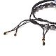 2Pcs 2 Style Natural Snowflake Obsidian & Blue Spot Jasper Braided Bead Bracelets Set with Brass Virgin Mary(BJEW-JB07947)-6