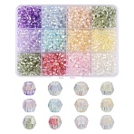 2400pcs 12 Colors Transparent Spray Painted Glass Beads, Cone, AB Color Plated, Faceted, Mixed Color, 4~4.5x3.5mm, Hole: 1.4~1.6mm, about 200pcs/color(EGLA-YW0005-29)
