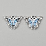 Alloy & Acrylic Pendants, Butterfly, Platinum, Light Sky Blue, 15x20x4.5mm, Hole: 1.8mm(FIND-WH0817-132P-01C)