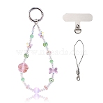 Plastic Mobile Straps, with PVC Plastic Cell Phone Lanyard Tether and Zinc Alloy Spring Gate Rings, Colorful, 180mm, bead: 4~10mm(HJEW-SZ0001-47B)