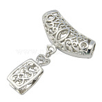 Brass Pendant Bails, Rectangle, Platinum, 39x30mm, Hole: 4.5x6mm(KK-J270-01P)