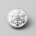 Christmas Theme Alloy Rhinestone Snap Jewelry Buttons, with Enamel, Flat Round with Snowflake, White, 19.5x7.5mm(FIND-WH0032-64P)