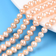 Natural Cultured Freshwater Pearl Beads Strands, Potato, PeachPuff, 5.5~6.5x5~6mm, Hole: 0.6mm, about 66pcs/strand, 14.37~14.57 inch(36.5~37cm)(PEAR-N013-05J)