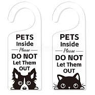 Acrylic Notice Door Hanger Sign, Public Warning Sign, Pets Inside Please Do Not Let Them Out, Dog, 240x90x5mm, 2pcs/set(AJEW-WH0501-003)