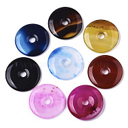 Natural Chalcedony Pendants, Dyed, Donut/Pi Disc, Mixed Color, 30x5mm, Hole: 5mm(G-N0326-018B)