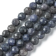 Natural Sapphire Beads Strands, Faceted, Round, 5~5.5mm, Hole: 1mm, about 68~69pcs/strand, 14.96~15.12 inch(38~38.4cm)(G-F748-M01-04)