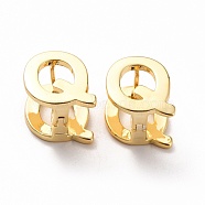 Initial Hoop Earrings for Women, Golden Letter Brass Earrings, Letter.Q, 13x11x10mm, Pin: 0.8mm(EJEW-P194-01G-Q)