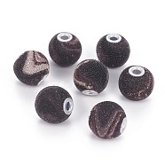 Resin Beads, with Silver Plasted Alloy Cores, Round, Black, 16x15mm, Hole: 3mm(RESI-L027-A06)