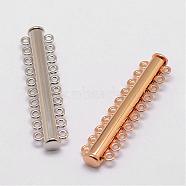 Alloy Magnetic Slide Lock Clasps, 10-Strand, 20-Hole, Tube, Mixed Color, 56x13.5x7mm, Hole: 2mm(PALLOY-P103-09)