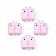 Transparent Acrylic Beads, with Enamel, Rabbit, Pearl Pink, 24x22x8mm, Hole: 3mm(ACRC-S039-10F)