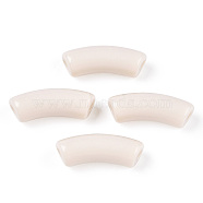 Opaque Acrylic Beads, Curved Tube, Floral White, 36x13.5x11.5mm, Hole: 4mm, about 148pcs/500g(MACR-S372-001B-13-3801)
