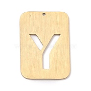 Ion Plating(IP) 304 Stainless Steel Pendants, Rectangle with Alphabet, Hollow, Letter.Y, 32x22x1mm, Hole: 1.5mm(STAS-K216-49Y-G)