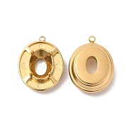 Ion Plating(IP) 304 Stainless Steel Pendant Cabochon Settings, Oval, Real 14K Gold Plated, 16x12x5mm, Hole: 1mm, Tray: 8x7mm(STAS-Q215-06G)