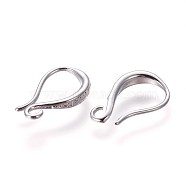Brass Earring Hooks, with Horizontal Loop, Platinum, 15x9.5x2.5mm, Hole: 1.6mm, 20 Gauge, Pin: 0.8mm(KK-L177-34P)