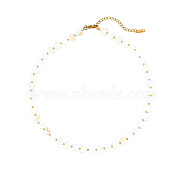 Natural Shell & Real 18K Gold Plated Stainless Steel Beaded Necklaces, Heart, 15.75 inch(40cm).(EP3542-3)