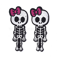 Computerized Embroidery Cloth Iron On Patches, Costume Accessories, Appliques, Human Skeleton, Black, 103x43x1mm(FIND-T030-189)