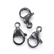 304 Stainless Steel Lobster Claw Clasps, Parrot Trigger Clasps, Electrophoresis Black, 10x6x3mm, Hole: 1.5mm(STAS-H353-B-02B)