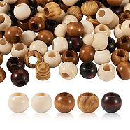 100Pcs 5 Style Pine Wood Beads, Dyed, Rondelle & Round, Mixed Color, 14.5x19mm, Hole: 9mm(WOOD-CD0001-17)