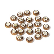 Rondelle Resin European Beads, Large Hole Beads, Imitation Stones, with Silver Tone Brass Double Cores, Goldenrod, 13.5x8mm, Hole: 5mm(RPDL-A001-02-04)
