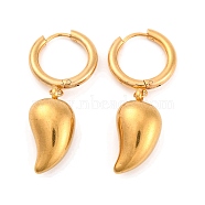 304 Stainless Steel Hoop Earrings for Women, Teardrop, Golden, 39.5x8.5mm(EJEW-Z057-14G-04)