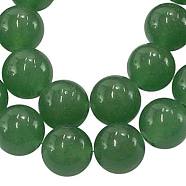 Natural Dyed White Jade Beads Strands, Green Aventurine, Round, about 10mm in diameter, hole: 1mm, about 39pcs/strand, 16 inch(JBR10-10mm)