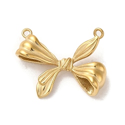 304 Stainless Steel Pendants, Bowknot Charm, Real 14K Gold Plated, 27x34x8mm, Hole: 2mm(STAS-L022-303G)