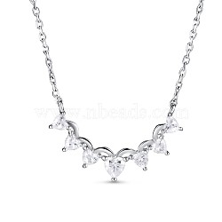 TINYSAND 925 Sterling Silver Cubic Zirconia Princess Crown Shaped Necklaces, Clear, 17.44 inch(TS-N313-S)