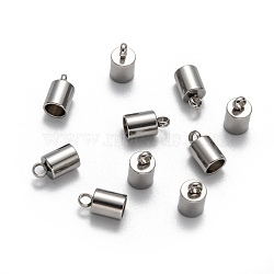 304 Stainless Steel Cord Ends, Stainless Steel Color, 8.7x5mm, Hole: 1.7mm, 4mm Inner Diameter(STAS-E020-1)
