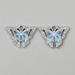 Alloy & Acrylic Pendants, Butterfly, Platinum, Light Sky Blue, 15x20x4.5mm, Hole: 1.8mm(FIND-WH0817-132P-01C)