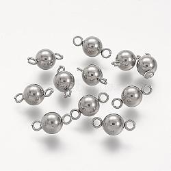 304 Stainless Steel Links connectors, Round, Stainless Steel Color, 16x8mm, Hole: 2.5mm(STAS-P104-14P)