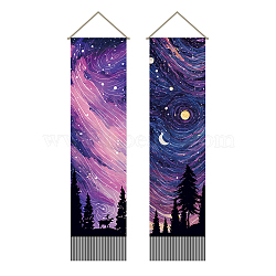 Polyester Wall Hanging Tapestry, for Bedroom Living Room Decoration, Rectangle, Tree, 1160x330mm, 2pcs/set(AJEW-WH0399-024)
