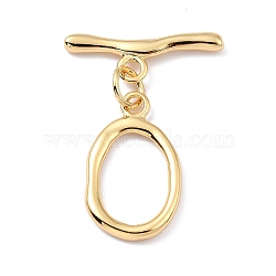 Rack Plating Brass Toggle Clasps, Long-Lasting Plated, Twist Ring, Real 18K Gold Plated, Ring: 24.5x15x2.5mm, Hole: 2.5mm, Bar: 29x9.5x2.5mm, Hole: 2.5mm(X-KK-B036-06G)