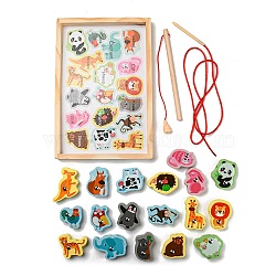 Wooden Magnetic Fishing Games, Montessori Toys, Cognition Game for Toddlers Kids, Educational Preschool Beading Toy Gift, Sea Animal, 32~49x31~52x14mm(AJEW-D066-01E)