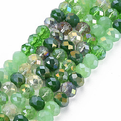 Electroplate Glass Beads Strands, AB Color Plated, Faceted, Rondelle, Sea Green, 7.5~8x6mm, Hole: 1.5mm, about 69~72pcs/strand, 16.54 inch~17.24 inch(42cm~43.8cm)(X-EGLA-S194-18E)